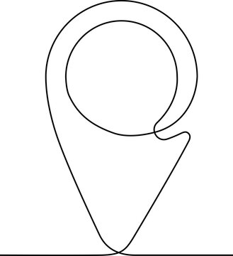 Continuous single line drawing of colored map pin. Linear style. Gps navigation pointer for travel concept. One line map pins. PNG illustration.