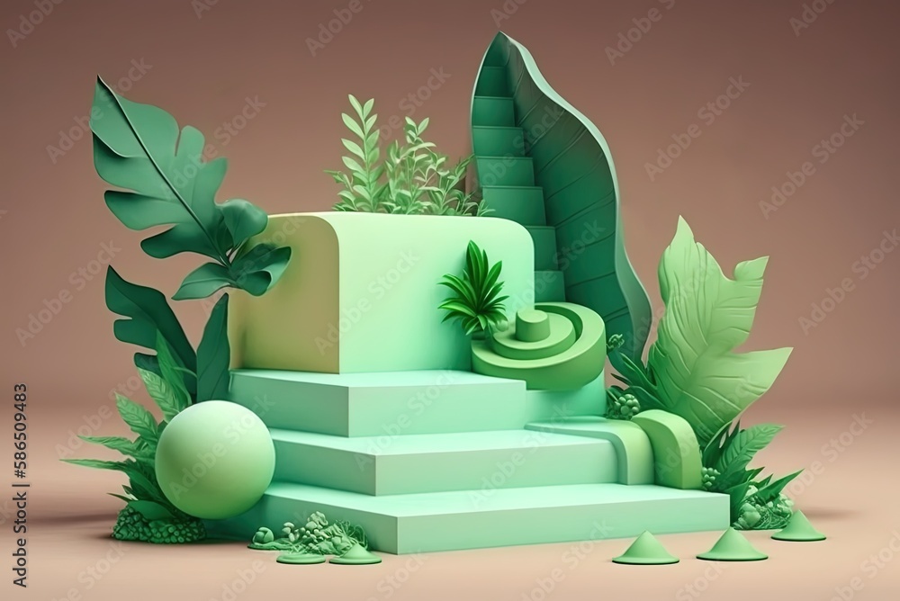 Poster the idea was to use a green mint step podium to generate a wild. generative ai