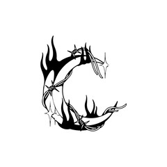 vector illustration of a moon with barbed wire