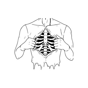 vector illustration of man with ribs concept