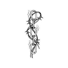 vector illustration of barbed wire with chain concept