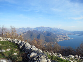 Fototapeta na wymiar Panoramic view of Kotor Bay, Montenegro from a hilltop