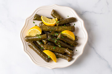 Traditional delicious Turkish foods; stuffed leaves (yaprak sarmasi)