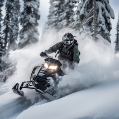 Fototapeta na wymiar person riding a snowmobile. 