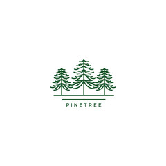 Fototapeta na wymiar Pine Tree Logo vector Illustration. Pine Line Logo