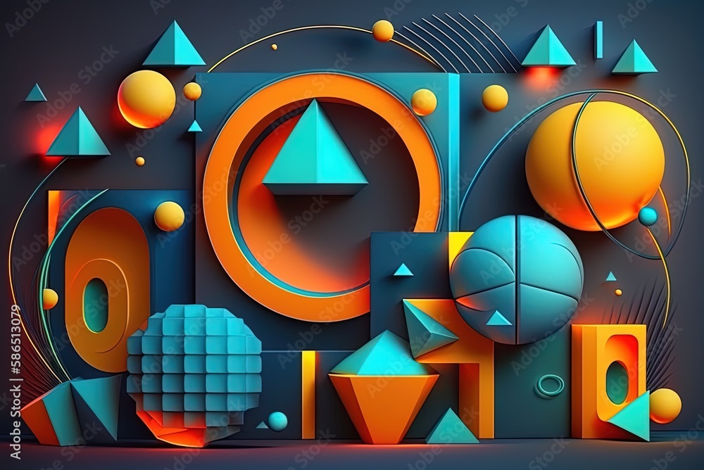 Poster fluorescent geometry pattern generative ai