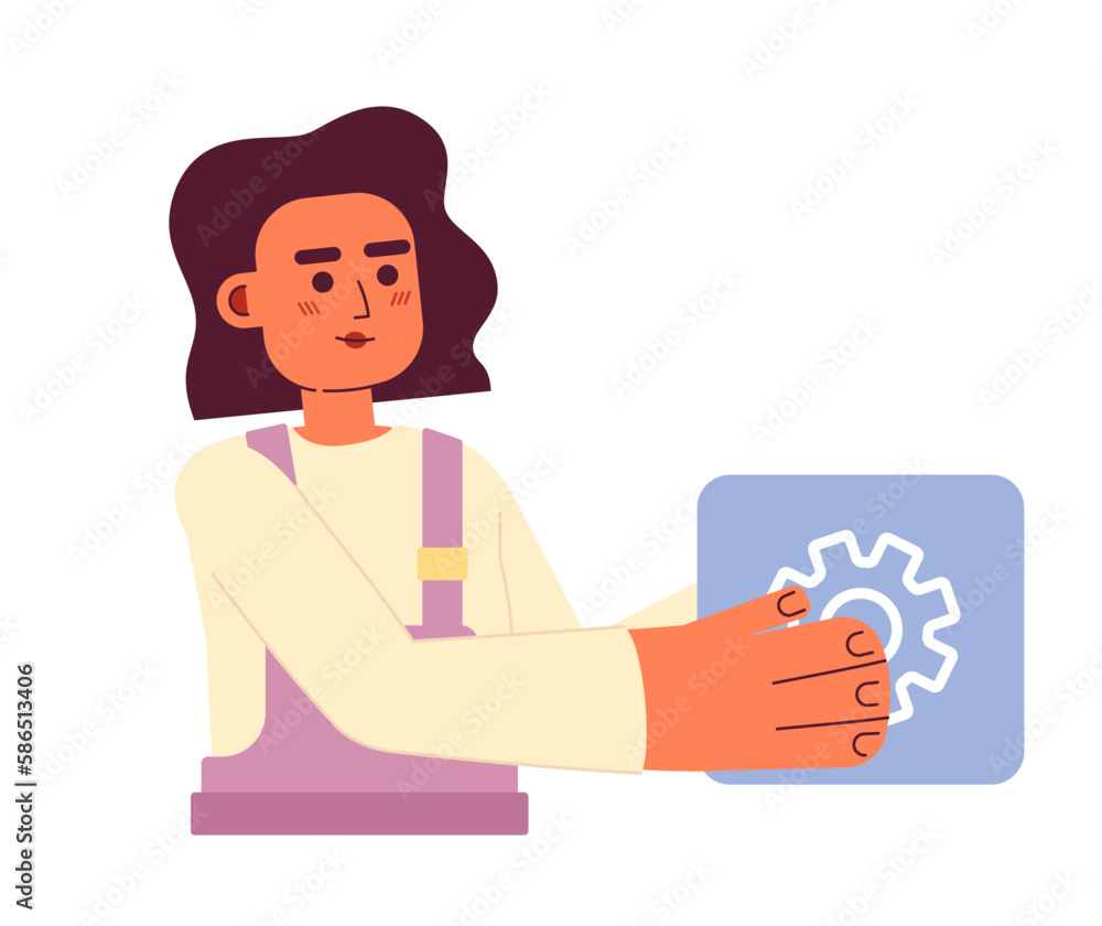 Aufkleber it technician flat concept vector spot illustration. developer engineer. editable 2d cartoon charact