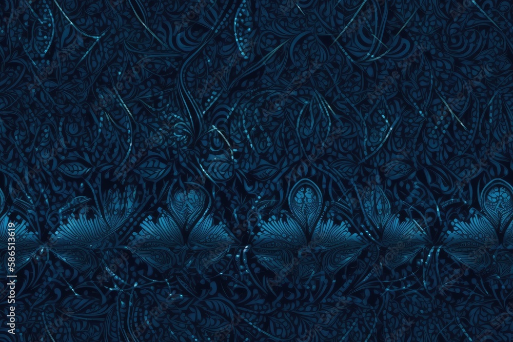 Canvas Prints blue floral pattern on a background. Generative AI