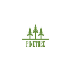 Pine Tree Logo Vector. pine evergreen fir hemlock spruce conifer cedar coniferous cypress larch pinus tree forest vintage retro hipster line art Logo design