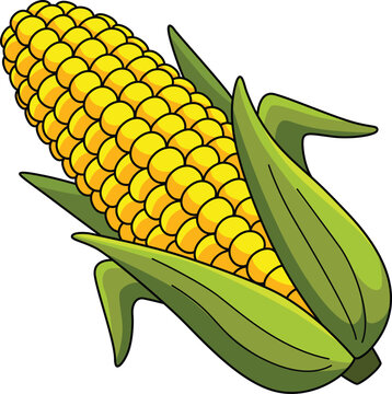 Corn Fruit Cartoon Colored Clipart Illustration