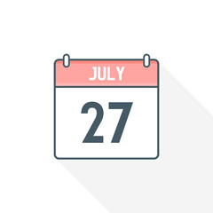 Fototapeta premium 27th July calendar icon. July 27 calendar Date Month icon vector illustrator