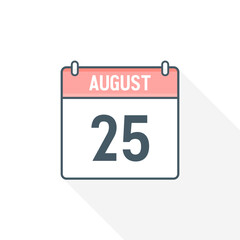 25th August calendar icon. August 25 calendar Date Month icon vector illustrator