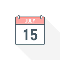 15th July calendar icon. July 15 calendar Date Month icon vector illustrator
