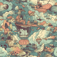 Repeating pattern, 2D game background, cool world