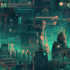 Repeating pattern, 2D game background, cool world