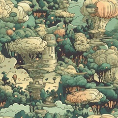 Repeating pattern, 2D game background, cool world
