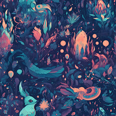Repeating pattern, 2D game background, cool world