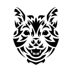 Obraz premium dog face with tribal tattoo style. isolated white background. flat vector illustration.