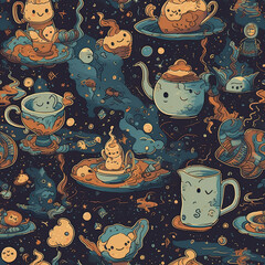 Repeating pattern, 2D game background, cool world