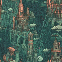 Repeating pattern, 2D game background, cool world