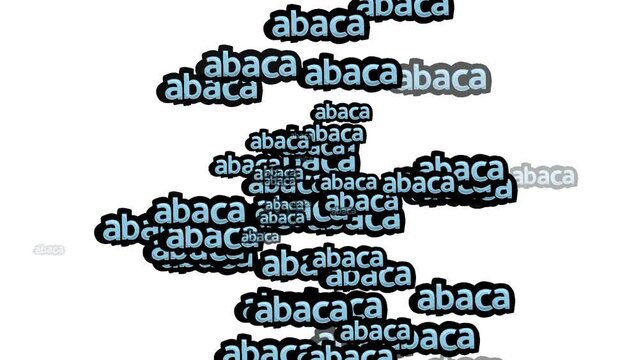 animated video scattered with the words ABACA on a white background