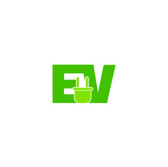 EV with plug icon symbol. EV car electric vehicle charger logo icon isolated on white background