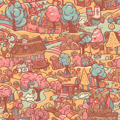 Repeating pattern, 2D game background, cool world