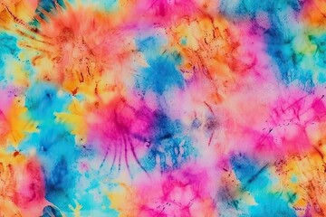 vibrant tie-dyed background with a colorful butterfly. Generative AI