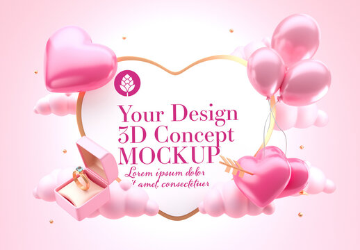 Love Concept with Heat Frame Mockup