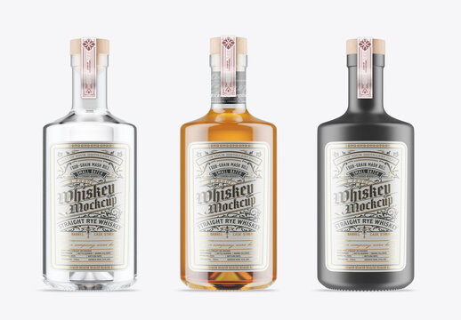 Set 3 Liquor Bottles Mockup
