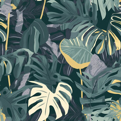 Chic Modern Tropical Flora Background Seamless Repeating Background Pattern