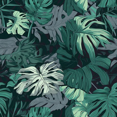 Chic Modern Tropical Flora Background Seamless Repeating Background Pattern