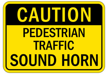 Forklift safety sign and labels pedestrian traffic, sound horn