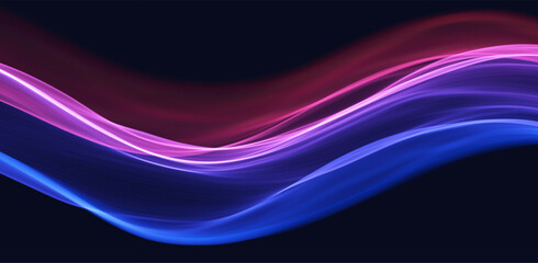 Blue and red abstract wave. Magic line design. Flow curve motion element. Neon gradient wavy illiustration.