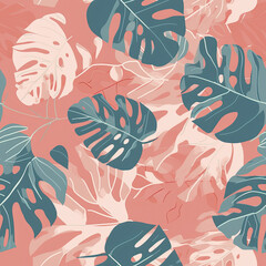 Chic Modern Tropical Flora Background Seamless Repeating Background Pattern