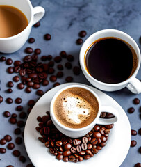 realistic illustration of coffee beans, fragrant coffee concept. bar