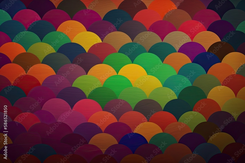 Poster vibrant and colorful abstract background filled with various sized circles. generative ai