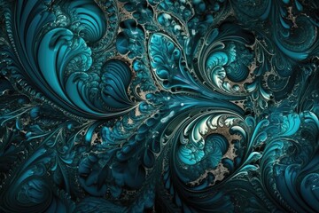 detailed blue and gold wallpaper pattern. Generative AI