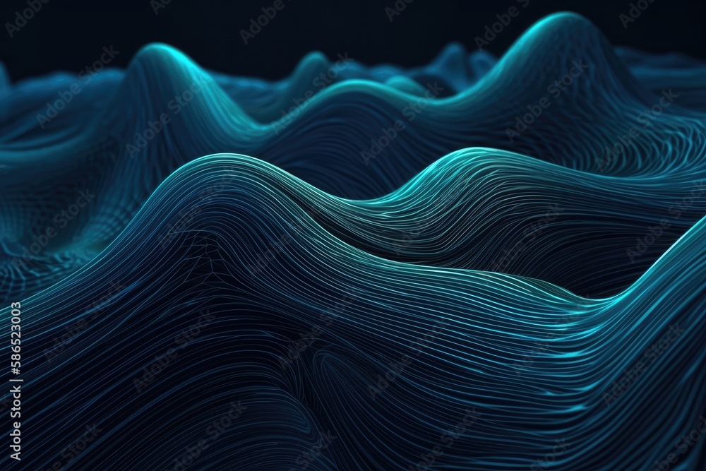 Poster abstract wavy lines created through computer graphics. generative ai