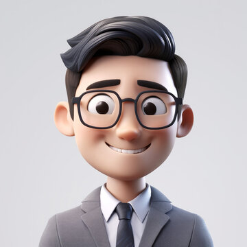 Portrait of a happy businessman in a 3d cartoon style. Generative ai