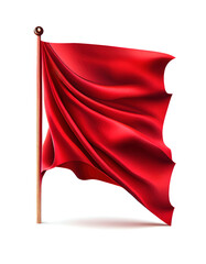 Pinned red silk waving banner on the  white background, created with generative AI