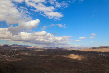 Panoramic view of the Cuchillos de Vigán and the desert land of Fuerteventura