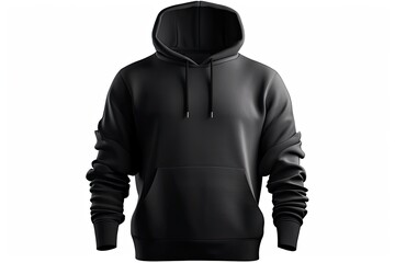 Fototapeta na wymiar Blank black male hooded sweatshirt long sleeve, mens hoody 