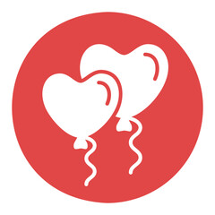 Love heart balloons isolated vector glyph icon