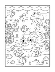 Fototapeta premium Crab dot-to-dot picture puzzle and coloring page