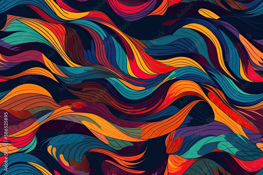 Poster colorful wavy lines creating an abstract background. generative ai