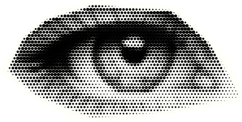 Retro halftone collage eye  for mixed media design. Open human eye in halftone texture, dotted pop art style. Vector illustration of vintage grunge punk crazy art templates.