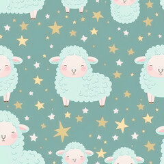 Cute Sheeps Digital Paper Ai Generative