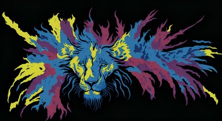 colourful background, lion