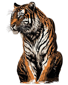 Tiger Illustration With Transparent Background. Generative Ai.